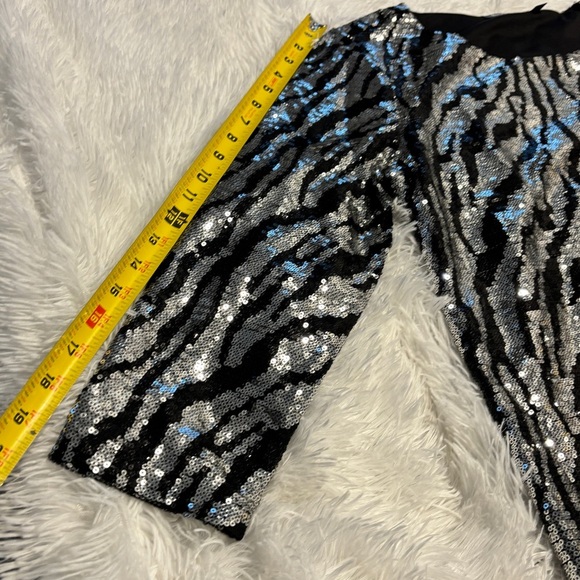 Tildon Black and Silver sparkle animal print sequin party dress woman’s medium - Picture 3 of 9